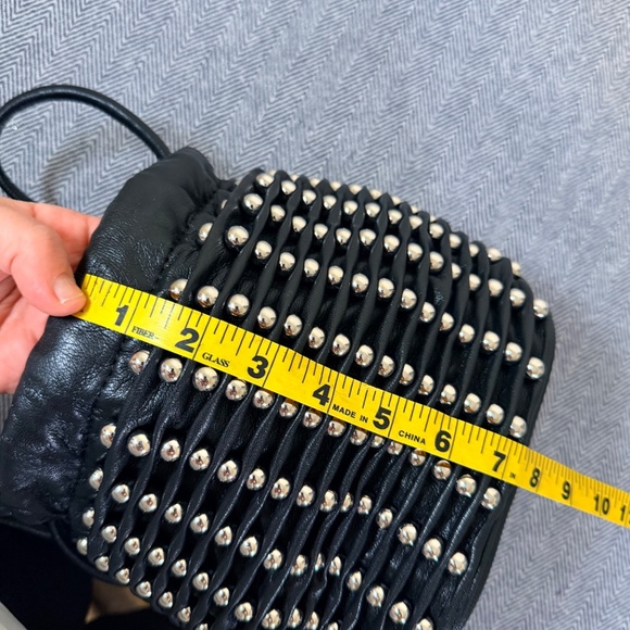 ZARA - Studded Soft Black Drawstring Bucket Bag - Picture 9 of 10